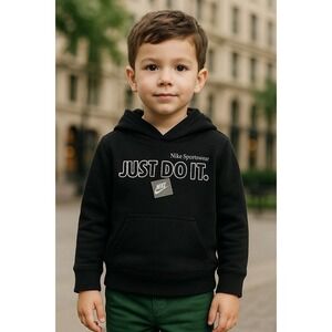 Nike Sportswear Kids Black JUST DO IT Hoodie Sweatshirt Size (5-6Y)